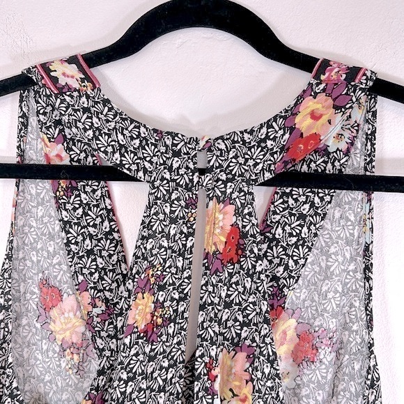 Free People Dream Darlin’ Black Purple Women’s Size M 100% Rayon Boho Tank Top - Picture 12 of 16